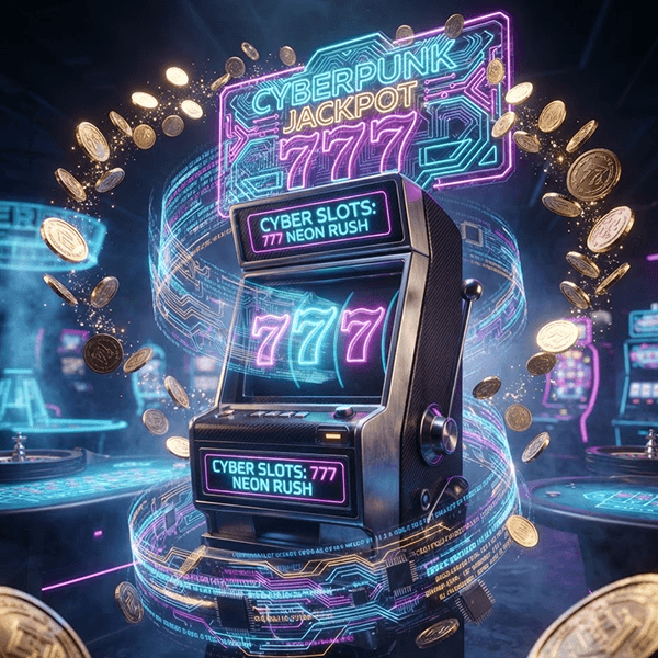 Luxury online casino interface with sapphire neon lighting and crypto coins